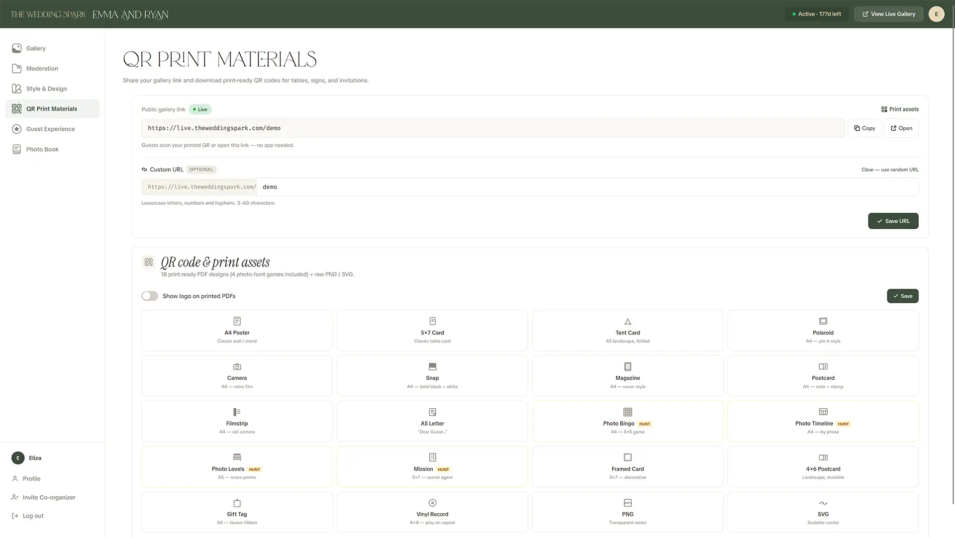 Wedding Spark dashboard screenshot 4