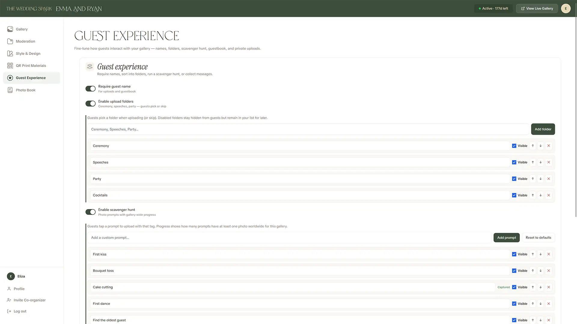 Wedding Spark dashboard screenshot 5