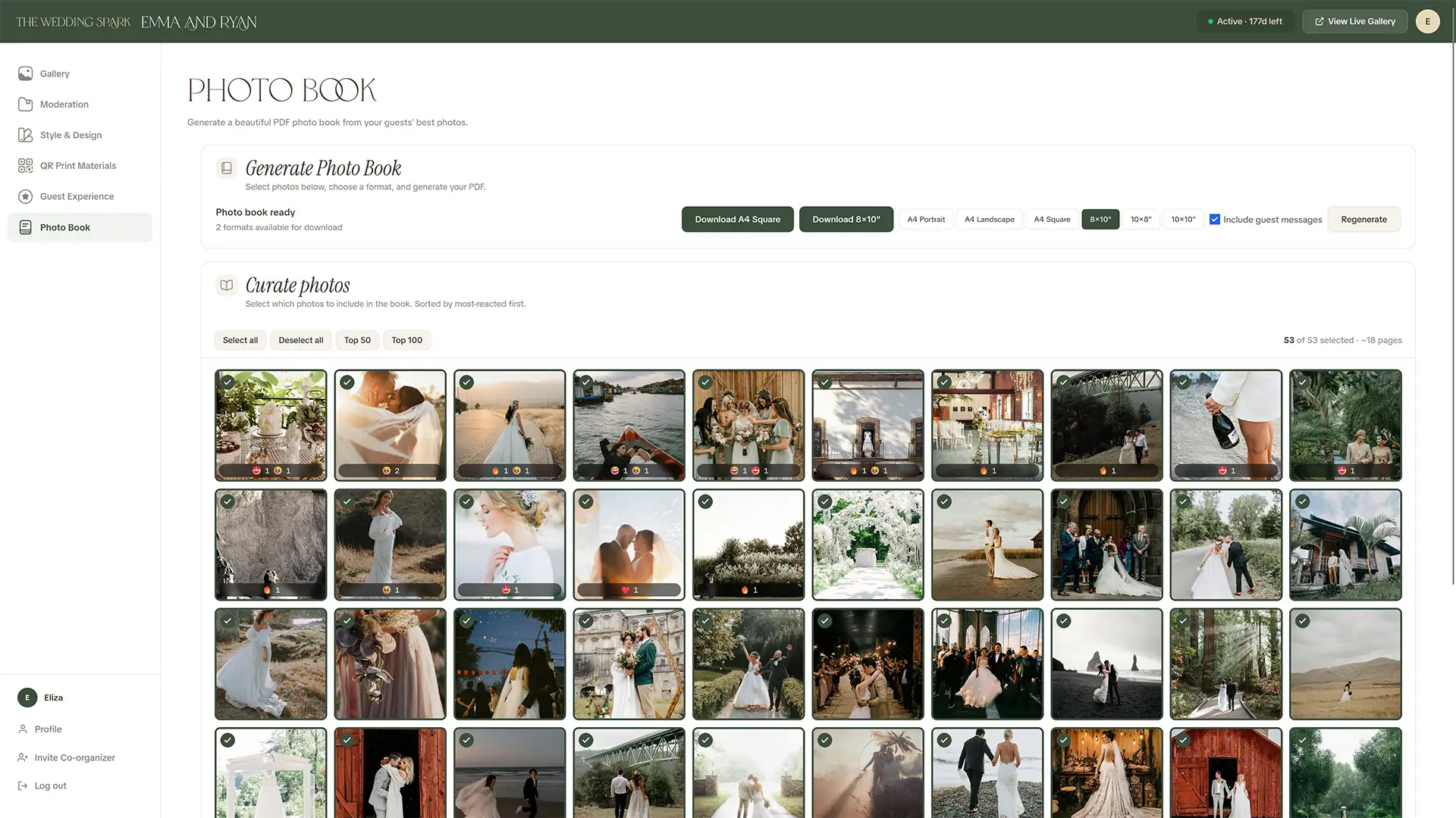 Wedding Spark dashboard screenshot 6